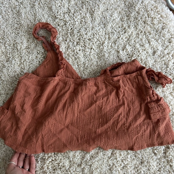 Rust Ruffled Crop Top - Picture 3 of 3